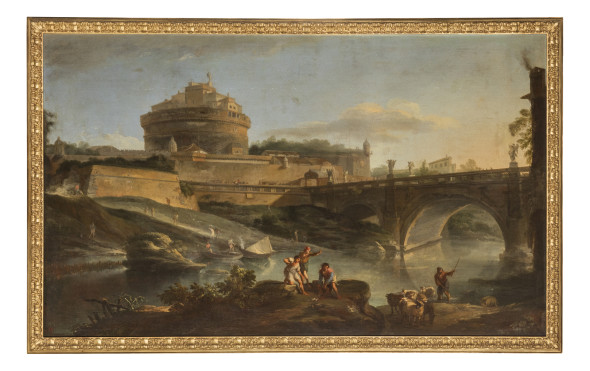 ANDREA LOCATELLI (Roma, forse 1693 - 1741) Veduta con il Tevere e Castel Sant'Angelo Olio su tela, cm 91X148 Stima € 40.000 - 60.000 Aggiudicazione € 148.800 