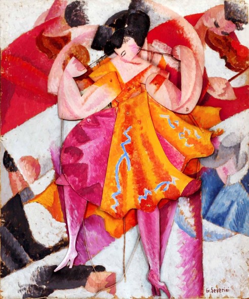 Gino Severini, Danseuse articulée, 1915, olio su cartone con elementi mobili