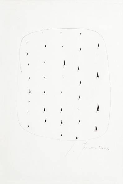 LOTTO 131 Lucio Fontana Concetto Spaziale (metà anni Cinquanta) penna a sfera, buchi e strappi su carta cm 46x32
