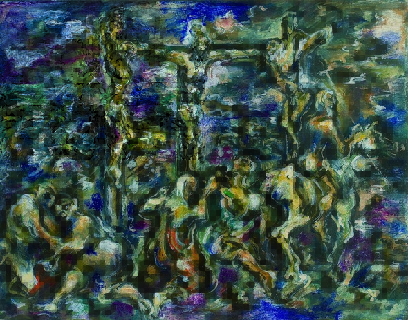 38.Emilio Vedova, Crocifissione, 1947, olio su tela, cm 33x42.7, Cortina d'Ampezzo, Museo d'Arte Moderna e Contemporanea Mario Rimoldi, Regole d'Ampezzo