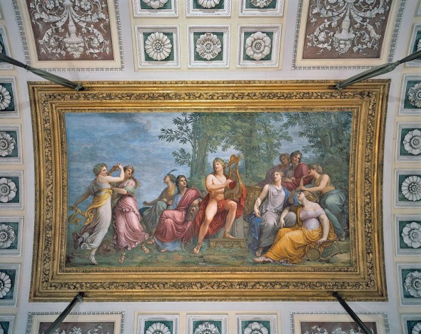 Parnaso, 1811, affresco, Milano, Villa Reale, piano nobile, volta del salone di conversazione - PAG. LXXVIII e LXXIX Tav. CIX