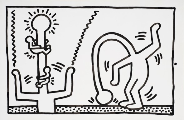 Keith Haring "Senza titolo" 1983 inchiostro su carta, cm 65,5x101 Firmato e datato "K.Haring OCT.29-83" al retro € 100.000 – 150.000