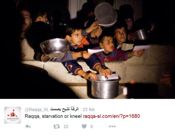 La fame e la sete di Raqqa (fonte RBSS)