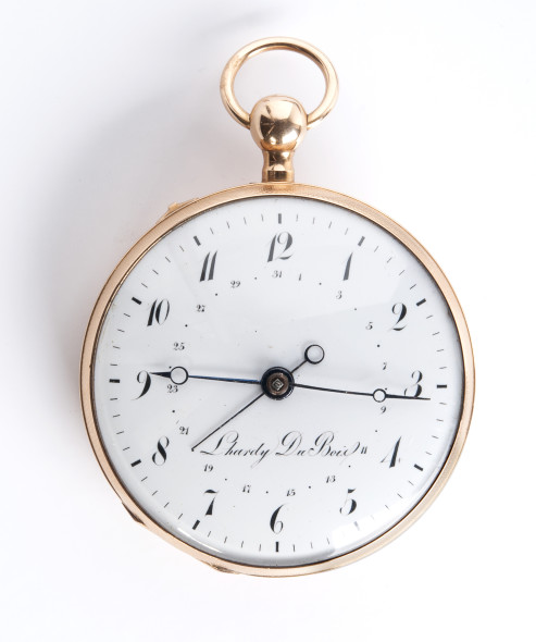 9.Lotto 48 – Orologio da tasca in oro 18K con ripetizione, ore e quarti al passaggio e calendario. L’Hardy du Bois, 1820 circa  (€ 6.000/8.000)  