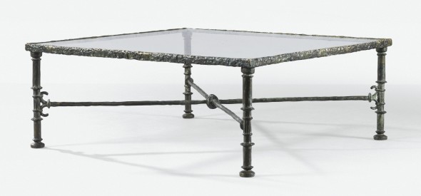 Diego Giacometti TABLE GRECQUE, VERS 1965 'GRECQUE', A PATINATED BRONZE OCCASIONAL TABLE WITH GLASS TOP, CIRCA 1965. SIGNED Estimate   150,000 — 200,000  EUR  LOT SOLD. 399,000 EUR 