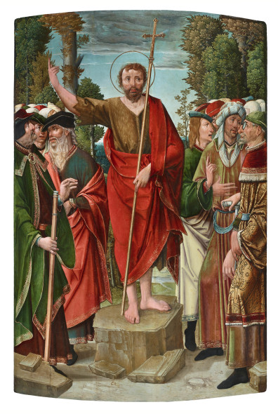 Predicazione di Battista nel deserto dication du Baptiste au désert Circa 1500-1530 Olio su tavola - 122,5 x 85 cm
