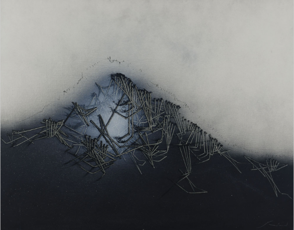 Lotto 464EMILIO SCANAVINO Genova 28/02/1922 - Milano 29/11/1986    Immagine OperaLa montagna, 1985 olio su tela tamburata cm 114x146, firma in basso a destra, firma, titolo, anno, dedica dell'artista alla moglie "A Giorgina con amore" e timbro di Collezione Privata al retro, certificato della Galleria d'Arte Contemporanea L'Immagine allegato. Bibliografia: -"Scanavino, Catalogo generale", volume secondo, a cura di Giorgina Graglia Scanavino e Carlo Pirovano, Edizioni Electa, al numero 1985 75, pagina 901. Stima €	45.000/50.000	  Base d’Asta €	25.000