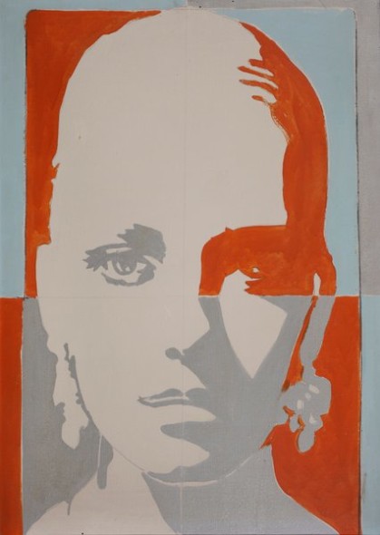 Giosetta Fioroni - Donna in serie, carta, 1968, cm.50x70