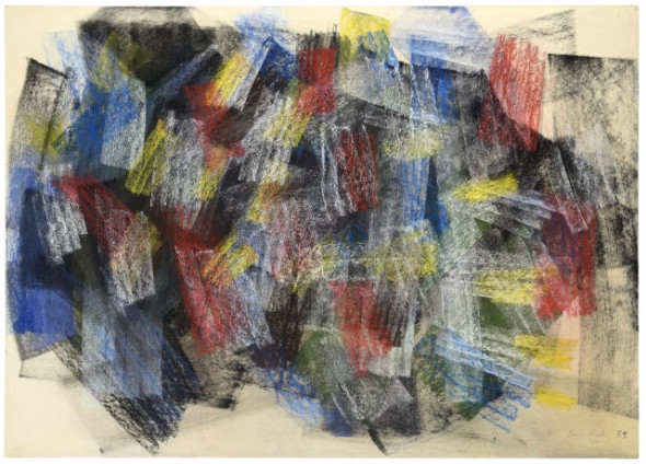 Tancredi Parmeggiani, Senza titolo, 1955, gessetto su carta, 75,2 x 104,7 cm