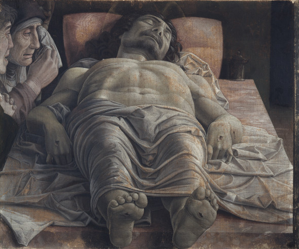 Andrea Mantegna Cristo morto nel sepolcro e tre dolenti 1470-1474 tempera su tela cm 68 × 81 Milano, Pinacoteca di Brera