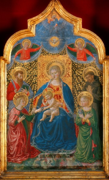 Benozzo Gozzoli Sposalizio mistico di santa Caterina d’Alessandria e santi Bartolomeo, Francesco, Lucia e angeli tempera e oro su tavola,1466 Terni, Museo d’arte moderna e contemporanea “Aurelio De Felice”