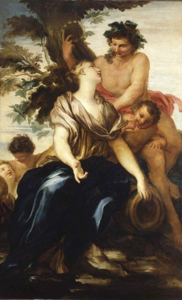 Gregorio DE FERRARI Porto Maurizio (Im) 1644 – Genova 1726 Bacco e Arianna olio su tela, 187,5 x 118 cm Collezione privata