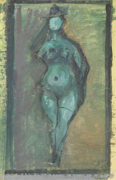 MarinoMarini(Pistoia1901-Viareggio1980) Quinta di teatro, 1942 - Tecnica mista su carta, cm 46,5 x 30,5.