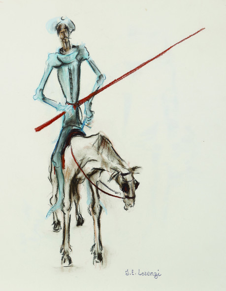 Jean Lorenzi-Scotto, Don Sanchez (Don Chisciotte), pastello, 50x65 cm