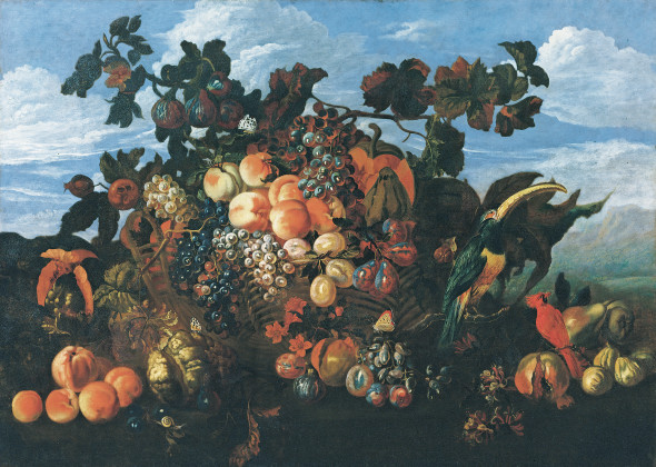 Abraham Brueghel Grande natura morta di frutta in un paesaggio 1670 Olio su tela, 97x136,5 cm Collezione privataAbraham Brueghel Grande natura morta di frutta in un paesaggio 1670 Olio su tela, 97x136,5 cm Collezione privata