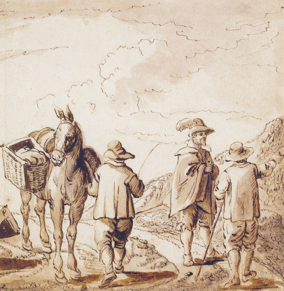 Jan Brueghel il Giovane Incontro tra viandanti 1630 ca. Inchiostro bruno acquerellato su carta, 17x16,7 cm Collezione privata Brussels