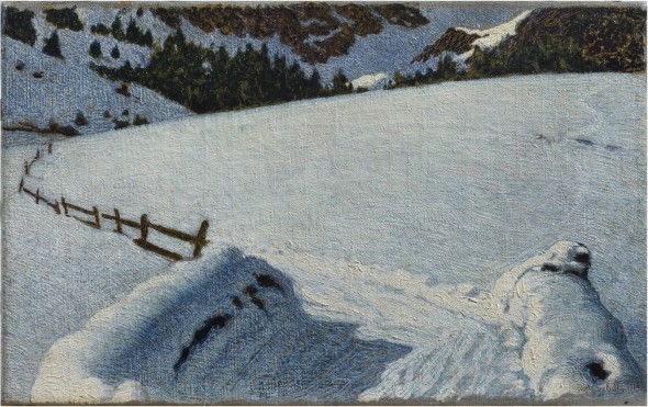 Angelo Morbelli, Neve, olio su tela 24 x 38 cm