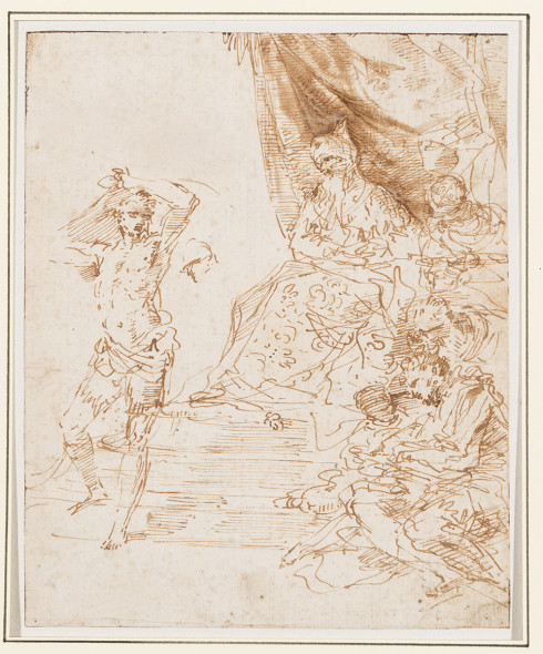 Donato Creti (Cremona 1671 – Bologna 1749), Cristo di fronte a Caifa, Penna e inchiostro bruno, mm 201 x 163