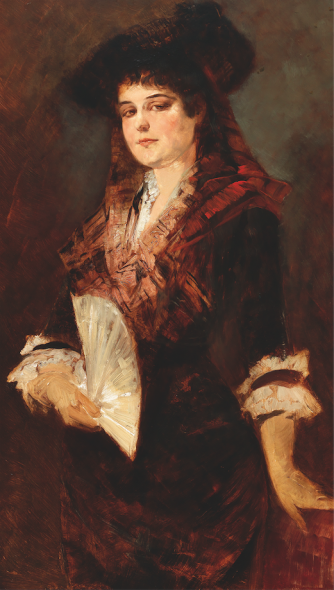 Hans Makart (1840-1884) Ritratto di una donna, olio su tavola, 116 x 68 cm  stima € 40.000 - 60.000  da Dorotheum
