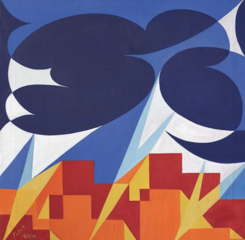 Giacomo Balla * (Turin 1871–1958 Rome) Valori plastici, c. 1929, signed Futur Balla, signed on the reverse Valori Plastici (n.21) G. Balla, tempera on canvas, 77 x 77 cm, framed Stima EUR 150.000 ,- a 180.000 ,