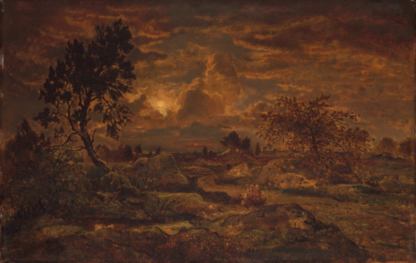 Sunset near Arbonne, c. 1860–65 SolnedgangnærArbonne, ca. 1860-65 Oil on wood / Oliepåtræ 64.1 x 99.1 cm The Metropolitan Museum of Art, New York (Bequest of Collis P. Huntington, 1900)