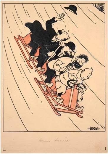 Hergé (Georges Rémi dit), Carte neige, encre de Chine et aquarelle sur papier, 1942/1943, estimation: 60 000 - 120 000 € / 66 000 – 132 000 $ © Herge/Moulinsart2016