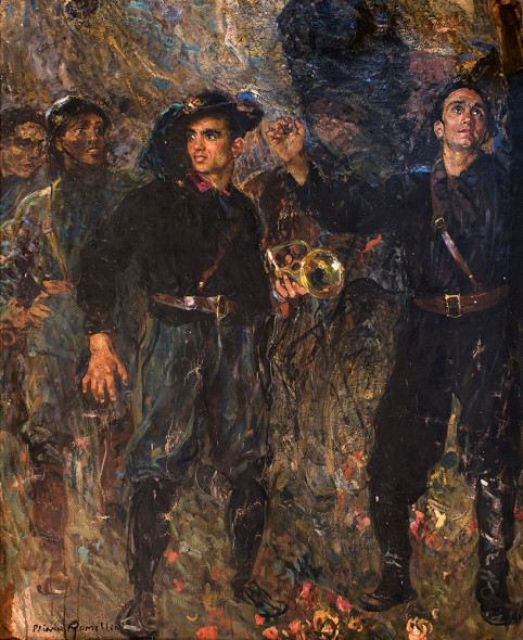 19.Lotto 53 – Plinio Nomellini, Bersaglieri in camicia nera, Anni ‘20 Olio su tela, 210x170 cm € 70.000/80.000 