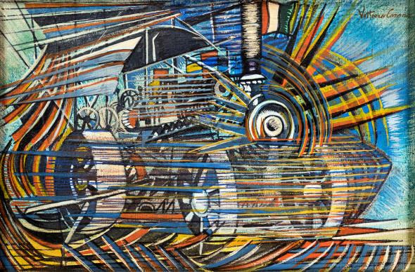 2.Lotto 231 – Vittorio Corona, Macchina agricola, 1920 circa Tempera e olio su tela, 29x43 cm € 8.000/10.000 