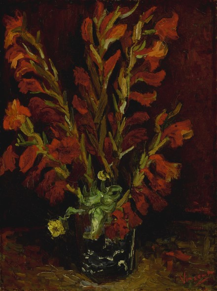 Vincent van Gogh 1853 - 1890 NATURE MORTE: VASE AUX GLAÏEULS Signed Vincent (lower right) Oil on canvas 20 1/8 by 15 3/8 in 51.2 by 38.8 cm Painted in Paris in the summer of 1886. Estimate     5,000,000 — 7,000,000  USD