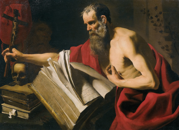 Lotto 539  Pittore caravaggesco del XVII secolo, San Gerolamo, stima € 80.000 – 120.000 