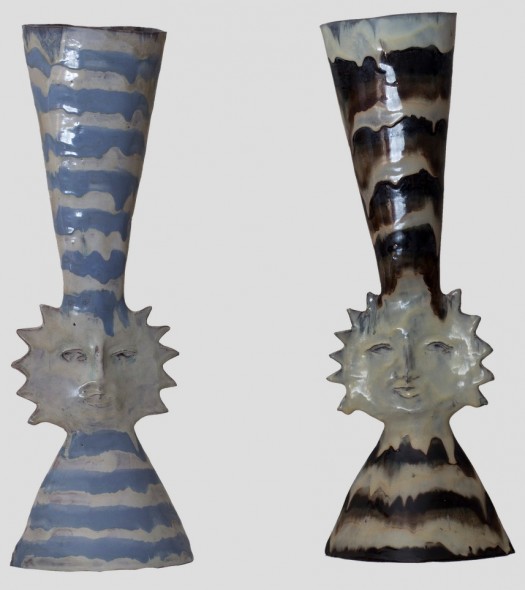Melotti, Vaso Sole 1950 ca.ceramica smaltata policroma27x17x13 cm