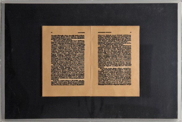 Emilio Isgrò, Musso - mente, 1972, libro cancellato, cm. 40 x 60 x 6