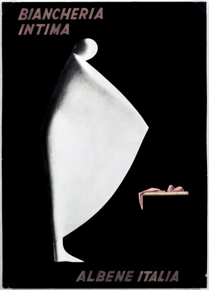 Federico Seneca, prova di stampa per pubblicità, “Biancheria intima Albene”, stampa serigrafica, 1954 circa, 19,6 x 27,5 cm Collezione privata