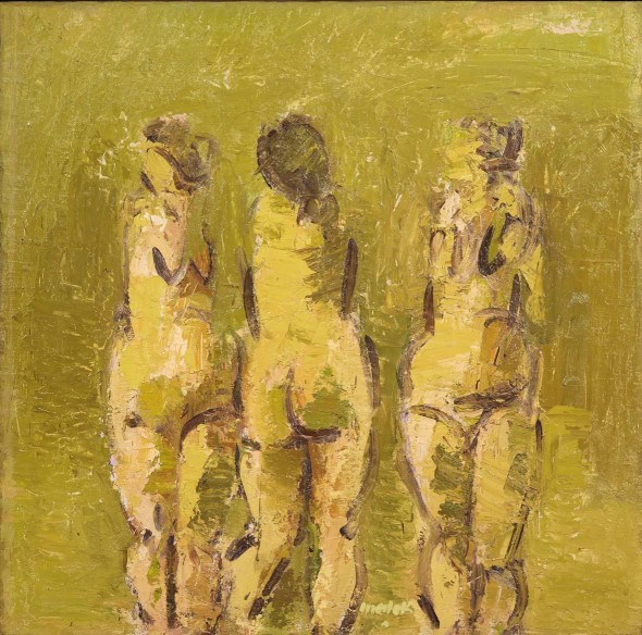 Ennio Morlotti: Nudi n.1 (tre Nudi ),1989, olio su tela, cm 110 x112,5
