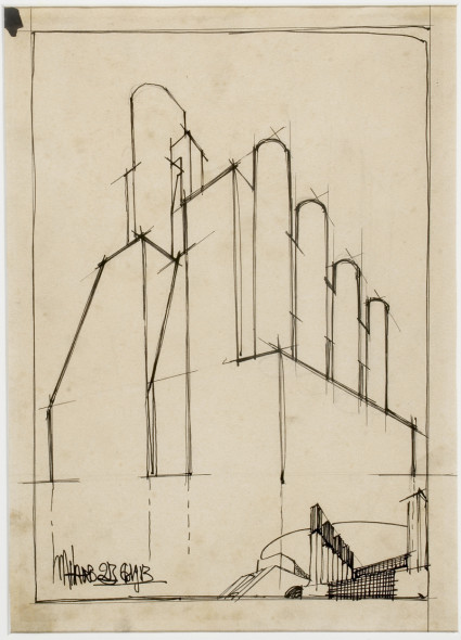 Antonio Sant'Elia, Aggregazioni volumetriche per due edifici industriali, 1913, Pinacoteca Civica di Como