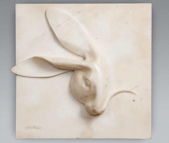  Il Quadrifoglio - Brun Fine Art High relief with a rabbit Mario Restelli White marble Milan, 20th century 33.5 x 33.5 cm Signed: 'Restelli' 