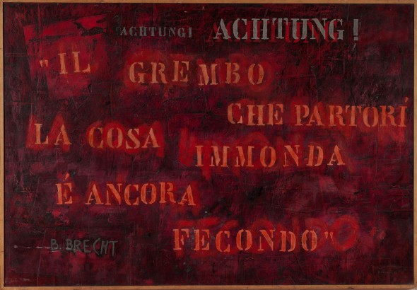 Bruno Canova, La cosa immonda, 1974, collage, acrilico e tecnica mista su tela, cm. 151 x 220.