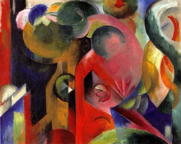Franz Marc, Kleine Komposition III, 1913-1914, olio su tela, 46,5x58,5 cm