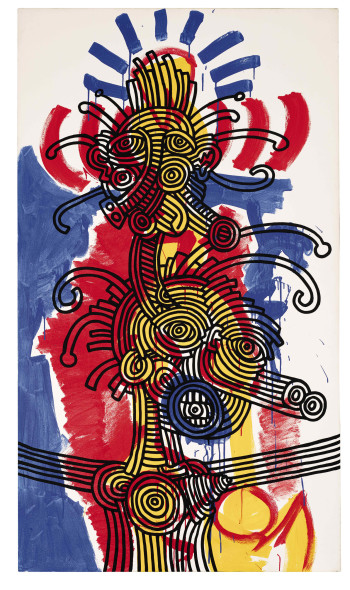 Keith Haring, Red, Yellow, and Blue, 1987, acrilico su tela, 213 x 121,9 cm, Collezione privata © Keith Haring Foundation