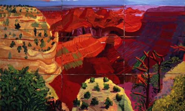 9 Canvas Study of the Grand Canyon 1998 Oil paint on nine canvases 1003 x 1689 mm Richard and Carolyn Dewey © David Hockney Photo Credit: Richard Schmidt