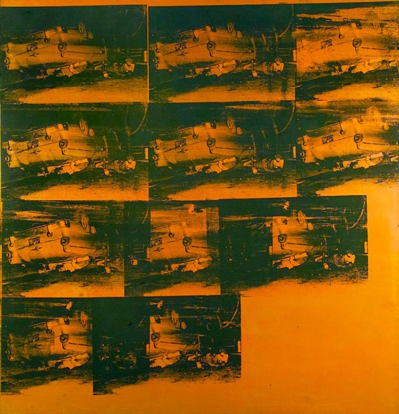 Andy Warhol Orange Car Crash (5 Deaths 11 Times in Orange) (Orange Disaster), 1963 Serigrafia su acrilico su tela, 210x220 cm. GAM-Galleria Civica d’Arte Moderna e Contemporanea, Torino