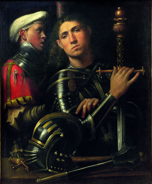 Giorgione: Ritratto di guerriero con scudiero detto “Il Gattamelata”, c. 1505-10 Olio su tela, cm 90 x 73 Firenze, Galleria degli Uffizi