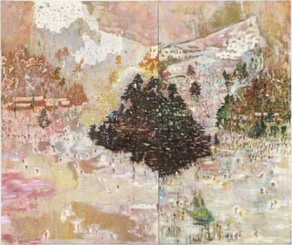 Peter Doig Ski Jacket 1994 Oil on canvas support, right: 2953 x 1604 x 33 mm support, left: 2950 x 1900 x 33 mm Purchased with assistance from Evelyn, Lady Downshire's Trust Fund 1995© Peter Doig