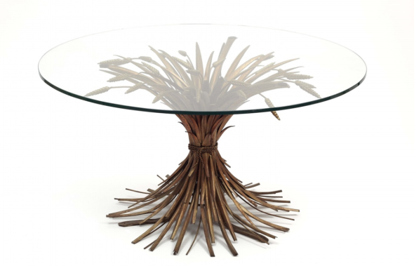 Lot 5: A "gerbe de blé" coffee table by Robert Goossens. Cut glass, bronze patinated metal. An identical coffee table in Coco Chanel's apartment in the rue Cambon. Unsigned. H 53, D 95 cm. Estimate: € 3,000 – 4,000.