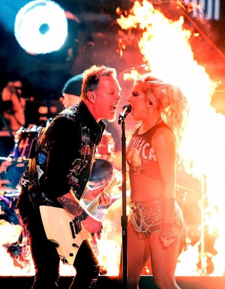 Lady Gaga performs with James Hetfield of Metallica at the 59th Annual GRAMMY Awards on Feb. 12 in Los Angeles Photo: Kevin Winter/WireImage.com 