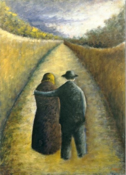 ROSAI OTTONE,I FIDANZATI,1934,OLIO SU COMPENSATO,cm.70x49,7