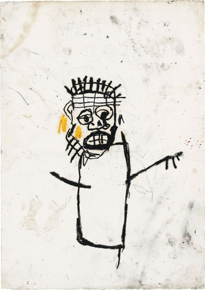 Jean-Michel Basquiat (1960–1988), Untitled, 1982. Oil stick on paper. 42⅝ × 30 in (108.3 × 76.2 cm). Estimate: £1,000,000–1,500,000. This work is offered in the Post-War and Contemporary Art Evening Auction on 7 March at Christie’s London