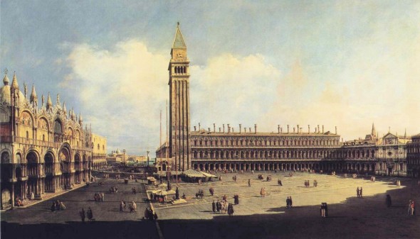 Bernardo Bellotto, La Piazza San Marco, Venezia /Piazza San Marco, Venezia, 1742-1743, olio su tela, 136,2 x 232,5 cm