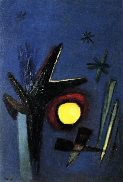 Guido Strazza, "... y los perros ladran en las noches", 1953 olio su tela  Collezione dell'artista