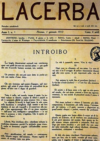 1 gennaio 1913: esce il primo numero della rivista letteraria Lacerba, tribuna dei Futuristi